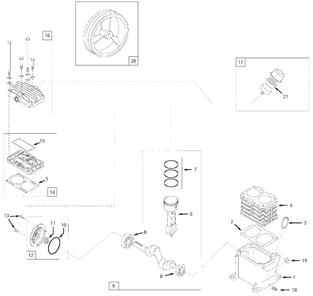 Pump Parts Diagram and Parts List for VX402700  Campbell Hausfeld Compressor